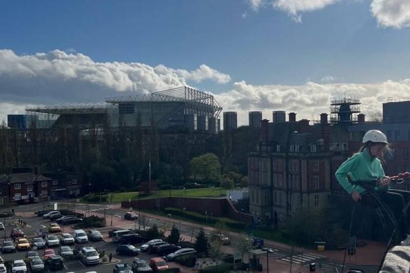 12-Year-Old Abseils From Newcastle RVI for Brain Tumour Charity