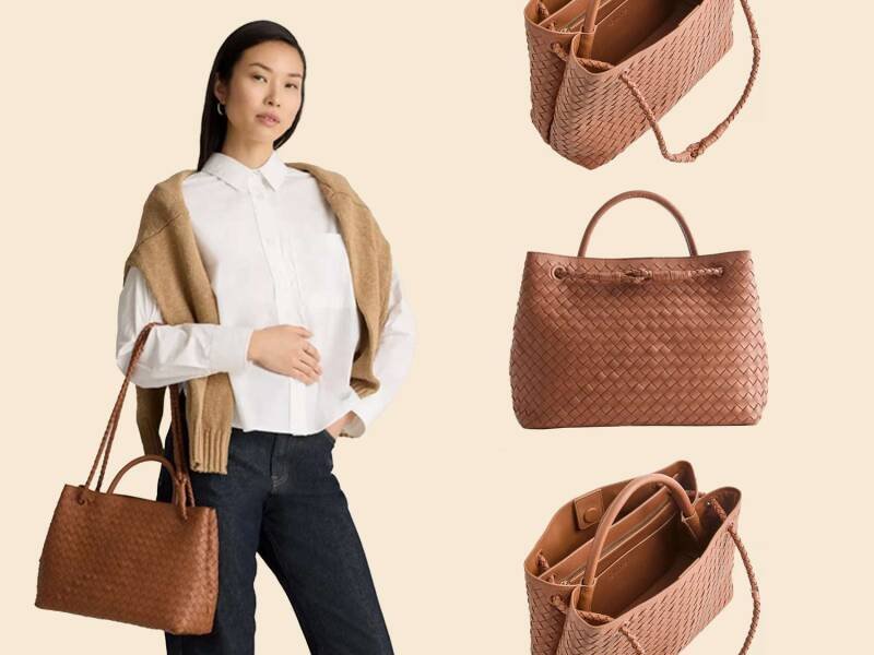 Quince Italian Leather Handwoven Satchel: A Bottega Veneta Dupe That Doesn't Break the Bank